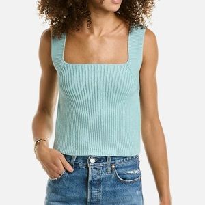 VINCE Knit Square-Neck Camisole aqua M *NEW w/Tag*